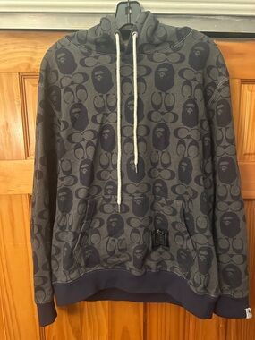 Bape x Coach Dark Gray All-Over Logo Pullover Hoodie